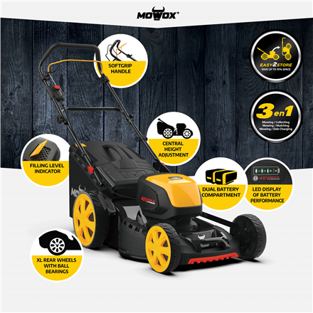 MoWox | 40V Comfort Series Cordless Lawnmower | EM 5140 SX-2Li | 4000 mAh | Battery and Charger incl