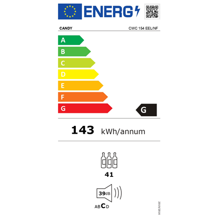 Candy | Wine Cooler | CWC 154 EEL/NF | Energy efficiency class G | Free standing | Bottles capacity 