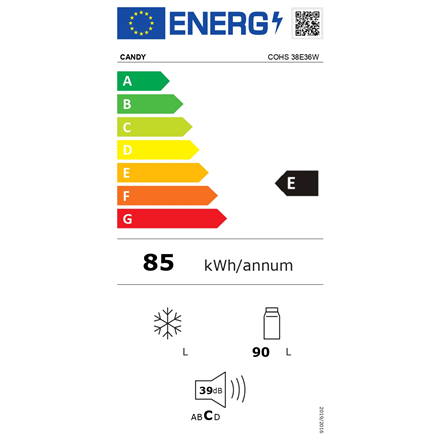 Candy | Refrigerator | COHS 38E36W | Energy efficiency class E | Free standing | Larder | Height 85 