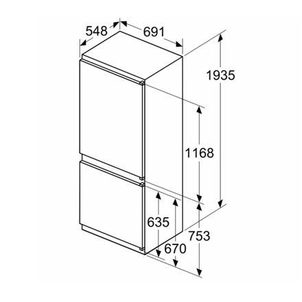 Bosch Refrigerator | KBN96NSE0 | Energy efficiency class E | Built-in | Combi | Height 193.5 cm | No