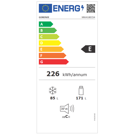 Gorenje Refrigerator | NRK418ECS4 | Energy efficiency class E | Free standing | Combi | Height 182.4