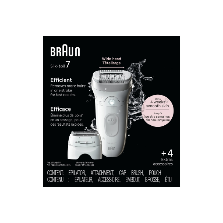 Braun Epilator | SE7-041 Silk épil 7 | Number of power levels 2 | Wet & Dry | White/Silver