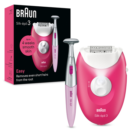 Braun Epilator | SE3-202 Silk épil 3 | Number of power levels 2 | White/Pink