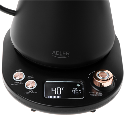 Adler Kettle | AD 1349 | Electric | 1100 W | 1 L | Stainless steel | 360° rotational base | Black/G