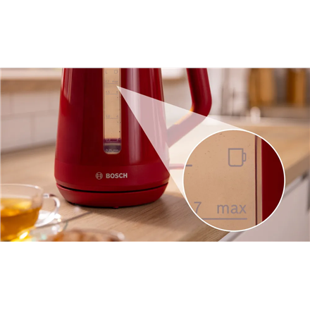 Bosch Kettle | TWK1M124 | Electric | 2400 W | 1.7 L | Plastic | 360° rotational base | Red