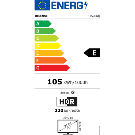 Hisense Mini LED Smart TV | 75U6NQ | 75" | Smart TV | VIDAA OS | UHD | Black