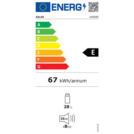 Adler | Thermoelecric Cooler | AD 8089 | Energy efficiency class E | Free standing | Larder | Height