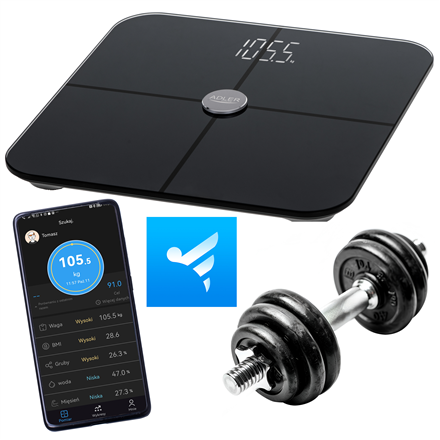 Adler Smart Bathroom Scale | AD 8187 | Maximum weight (capacity) 180 kg | Accuracy 100 g | Body Mass