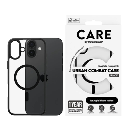 CARE by PanzerGlass Case Flagship Urban Combat | Back protection | Apple | iPhone 16 Plus | Recycled