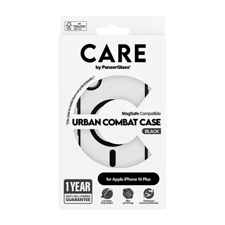 CARE by PanzerGlass Case Flagship Urban Combat | Back protection | Apple | iPhone 16 Plus | Recycled