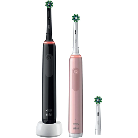 Oral-B Electric Toothbrush | Pro 3 3900N Black/Pink Duopack | Rechargeable | For adults | Number of 