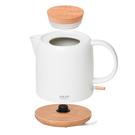 Adler Electric Kettle | AD 1304 | Electric | 1200 W | 1 L | Ceramic | 360° rotational base | White