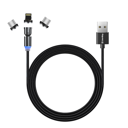 ColorWay Cable 3in1 (Lightning+MicroUSB+Type-C) Magnetic Rotation 540° 2.4А