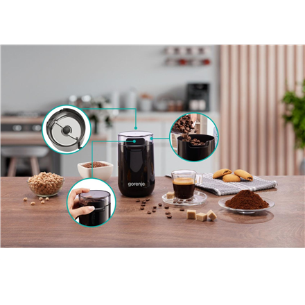 Gorenje | Coffee Grinder | SMK150SB | 150 W | Coffee beans capacity 45 g | Lid safety switch | Black