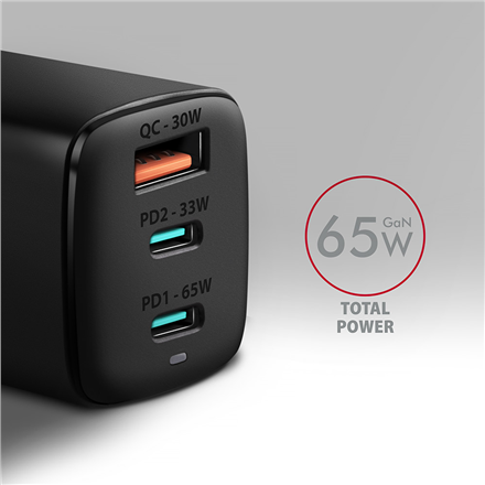 AXAGON GaN wallcharger 3x port (USB-A + 2x USB-C)