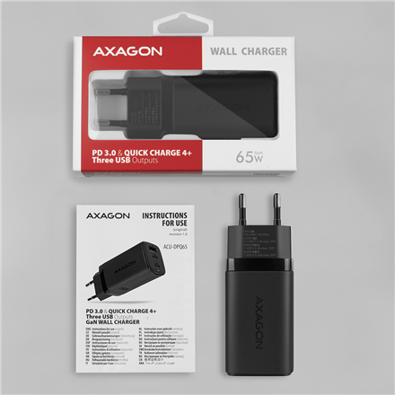 AXAGON GaN wallcharger 3x port (USB-A + 2x USB-C)