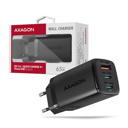 AXAGON GaN wallcharger 3x port (USB-A + 2x USB-C)