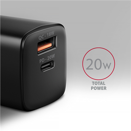 AXAGON Wallcharger 2x port (USB-A + USB-C)