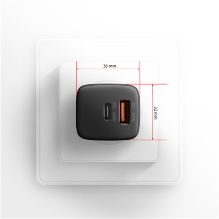 AXAGON Sil wallcharger 2x port (USB-A + USB-C)