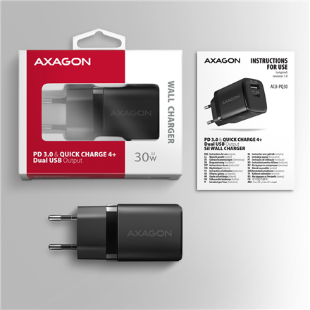 AXAGON Sil wallcharger 2x port (USB-A + USB-C)