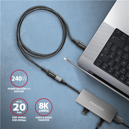 AXAGON Extension USB 20Gbps Cable | BUCM32-CF15AB | USB Type-C to USB Type-C