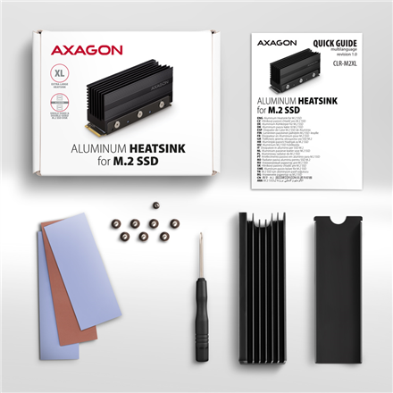 AXAGON Passive aluminum heatsink for single-sided and double-sided M.2 SSD disks