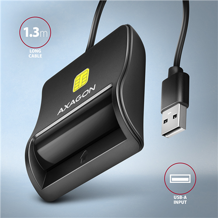 AXAGON Compact desktop USB contact Smart/ID card reader with long