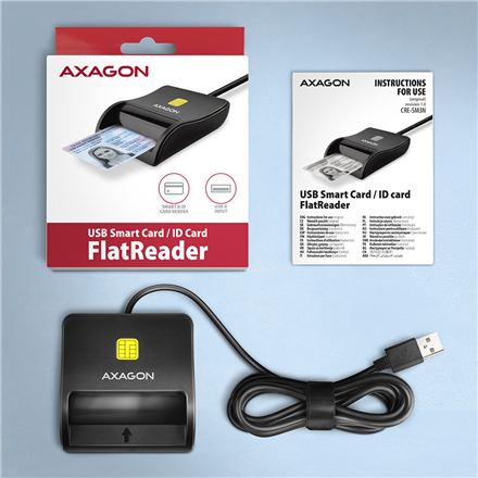 AXAGON Compact desktop USB contact Smart/ID card reader with long