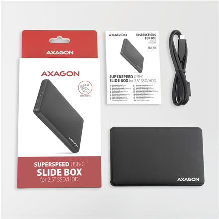 AXAGON Screwless USB 3.2 Gen 1 - SATA 6G external box for 2.5" SSD/HDD