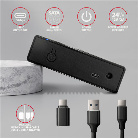 AXAGON Ribbed aluminum USB 3.2 Gen 1 - SATA 6G external box for 3.5" HDD | EE35-GTR