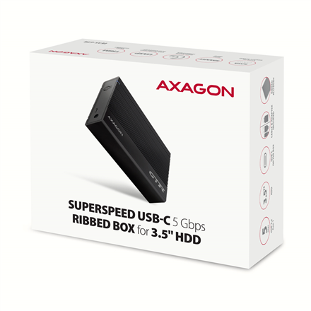 AXAGON Ribbed aluminum USB 3.2 Gen 1 - SATA 6G external box for 3.5" HDD | EE35-GTR