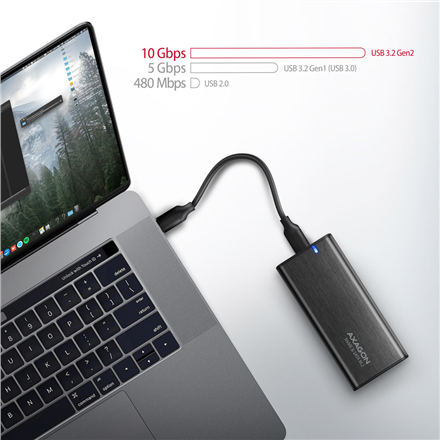 AXAGON External USB-C 3.2 Gen 2 metal box for M.2 NVMe & SATA SSD disks