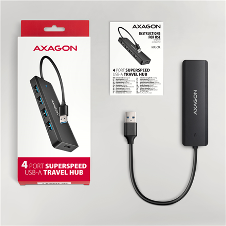 AXAGON Travel four-port USB-A 5Gbps hub | HUE-C1A