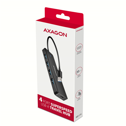 AXAGON Travel four-port USB-A 5Gbps hub | HUE-C1A