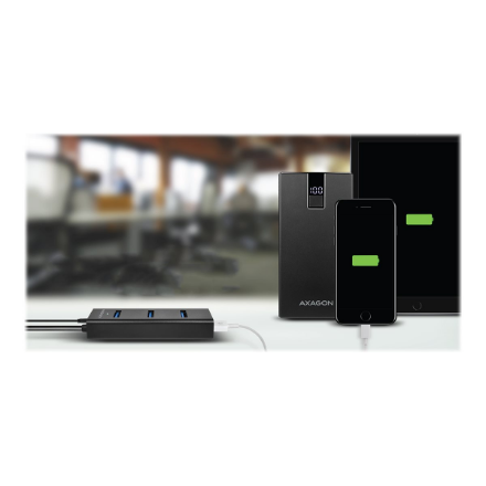 AXAGON Four-port USB 3.0 hub with fast charging and power support | HUE-S2B