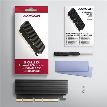 AXAGON PCI-Express x16 adapter with cooler for connecting an NVMe M.2 SSD drive to a computer | PCEM