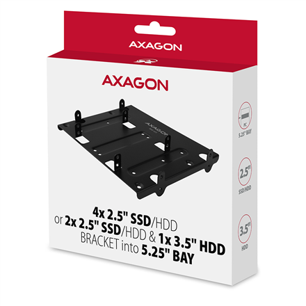 AXAGON Metal frame for mounting four 2.5" disks or two 2.5" disks and one 3.5" disk in a 5.25" posit