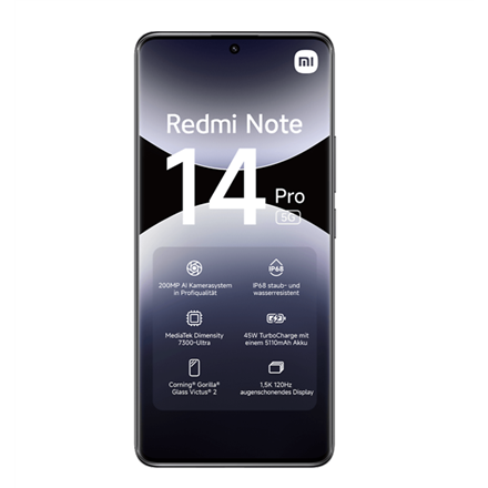 Xiaomi Redmi | Note 14 Pro | Midnight Black | 6.67 " | AMOLED | 1220 x 2712 pixels | Mediatek | Inte