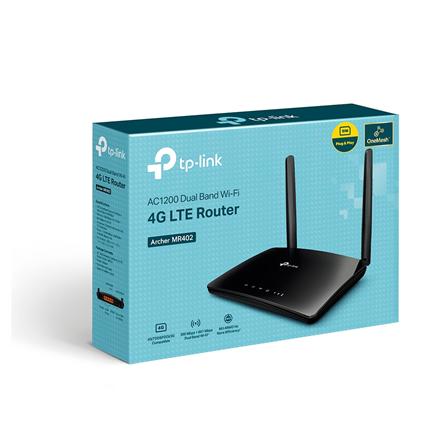 TP-LINK AC1200 Wireless Dual Band 4G LTE Router | Archer MR402 | 802.11ac | 10/100 Mbit/s | Mesh Sup