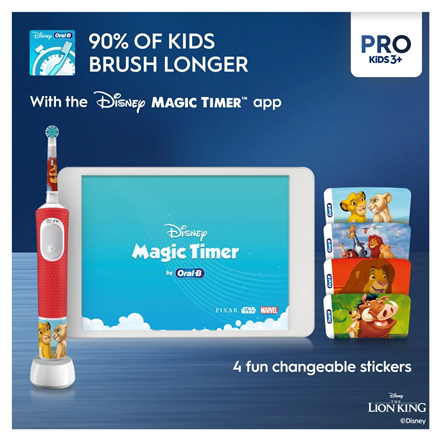 Braun | Electric Toothbrush | Vitality PRO Kids 3+ Lion King | Rechargeable | For children | Number 