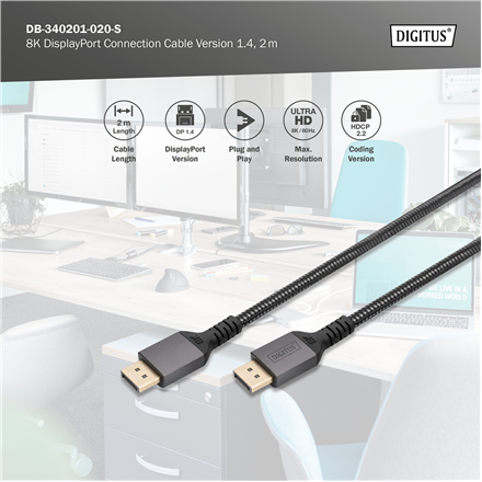Digitus Connection Cable | DB-340201-020-S | DisplayPort to DisplayPort