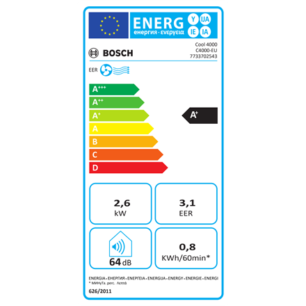 Bosch Mobile Air Conditioner | Cool 4000 | Suitable for rooms up to 85 m³ | White/Black