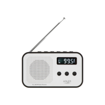 Adler | Digital radio PLL AM/FM | AD 1907 | Alarm function | White/Black