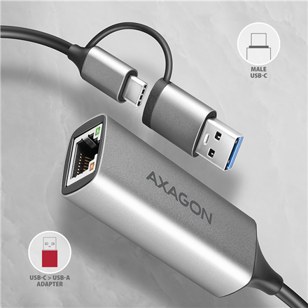 AXAGON ADE-TXCA Compact aluminum USB 3.2 Gen 1 Gigabit Ethernet 10/100/1000Mbit adapter with automat