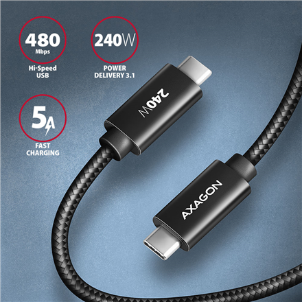 AXAGON Data and charging USB 480Mbps cable