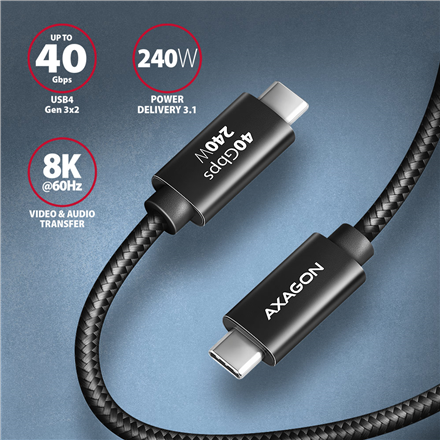 AXAGON Data and charging USB4 Gen 3x2 cable
