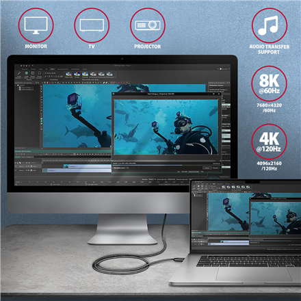 AXAGON Data and charging USB4 Gen 3x2 cable