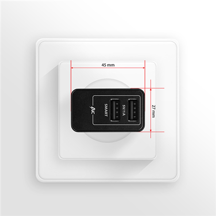 AXAGON Dual wall charger 240V/2x port 5V-2.2A and 5V-1A