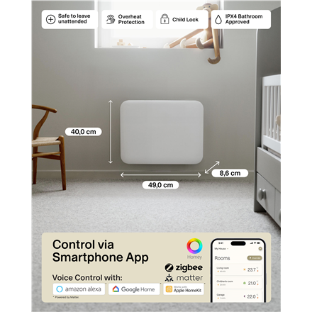 Mill Invisible Smart WiFi Heater | PA400WIFI4 | Panel Heater | 400 W | Suitable for rooms up to 4-6 