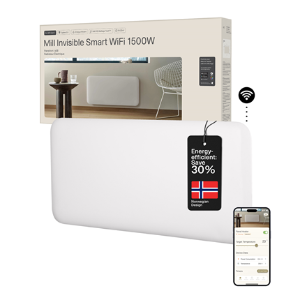 Mill Invisible Smart WiFi Heater | PA1500WIFI4 | Panel Heater | 1500 W | Suitable for rooms up to 18